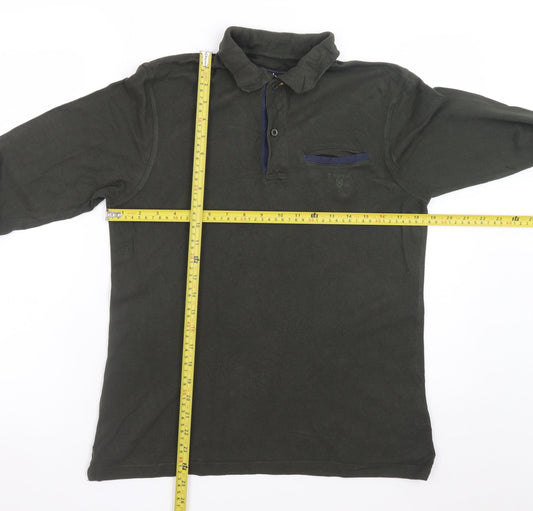 Barbour Men's Green Long Sleeve Cotton Polo Shirt Size S