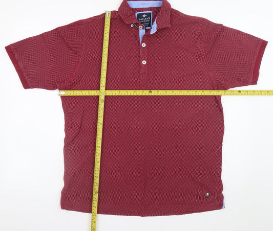 Baileys Men’s Red Polka Dot Cotton Short Sleeve Polo Shirt Size L
