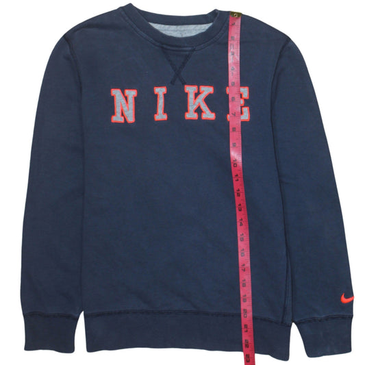 Nike Boys Navy Blue Crew Neck Pullover Sweatshirt 12-13 Years Cotton Blend