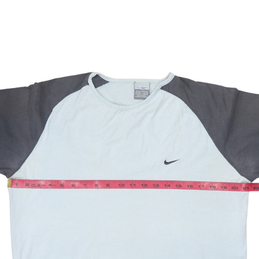 Nike Men's Blue Long Sleeve Colourblock Cotton Top Size M
