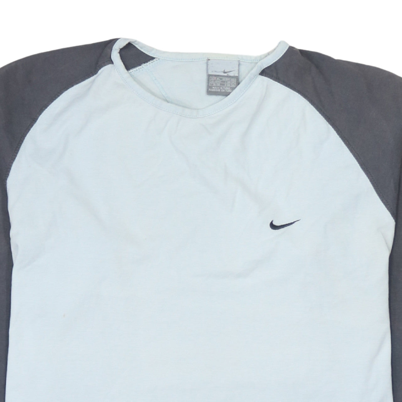 Nike Men's Blue Long Sleeve Colourblock Cotton Top Size M