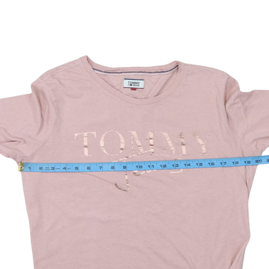 Tommy Jeans Women's Pink Long Sleeve Cotton T-Shirt Size L
