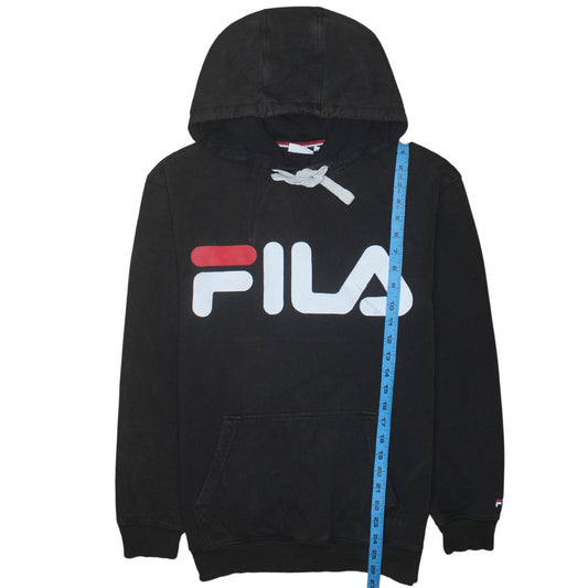Fila Men’s Black Pullover Hoodie S Logo Graphic Fleece Sweatshirt