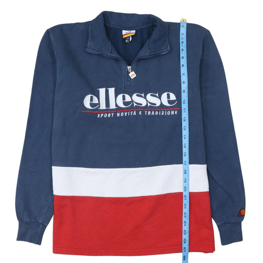Ellesse Men's Blue Small 1/4 Zip Embroidered Sweatshirt