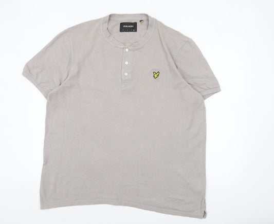 Lyle & Scott Men's Grey 2XL Henley Polo Shirt 100% Cotton
