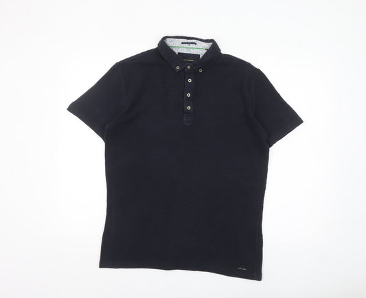 Guide London Men's Blue Cotton Short Sleeve Polo Shirt Size L