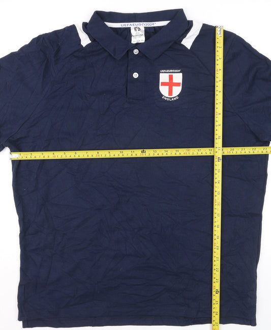 UEFA Euro 2024 England Navy Blue Men's XL Polo Shirt Football Cotton Blend
