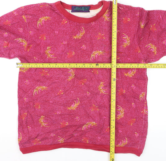 Best Company Women's Pink Floral Cotton Pullover Jumper Size S