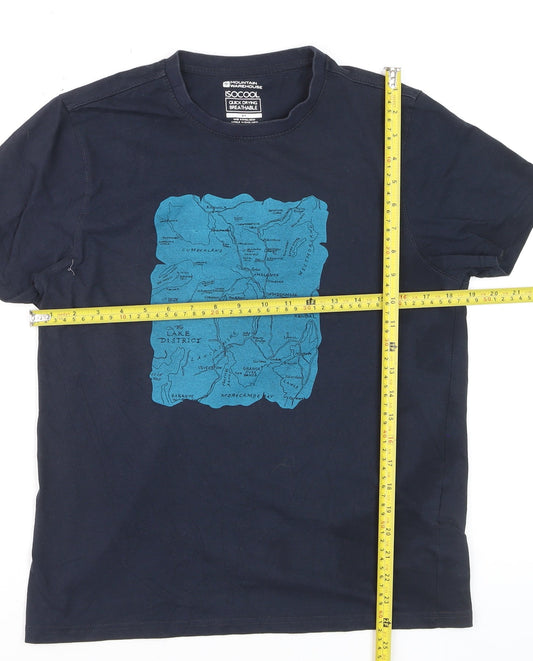 Mountain Warehouse Men's Navy ISOCool Quick Dry T-Shirt S Lake District Map