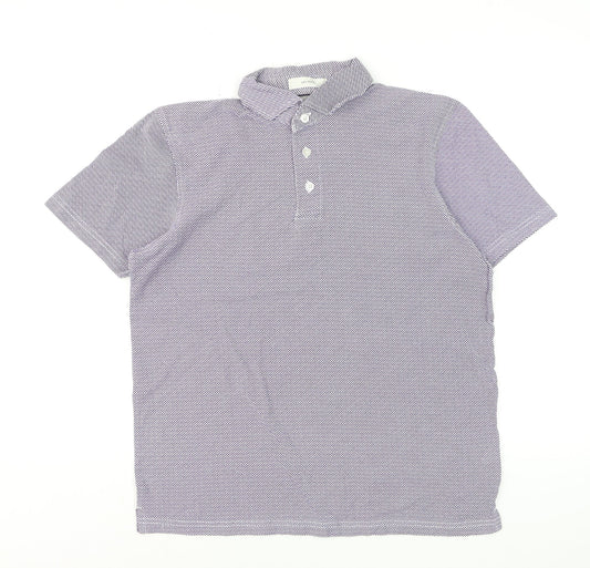 2BLIND2C Men’s Purple Geometric Cotton Polo Shirt M