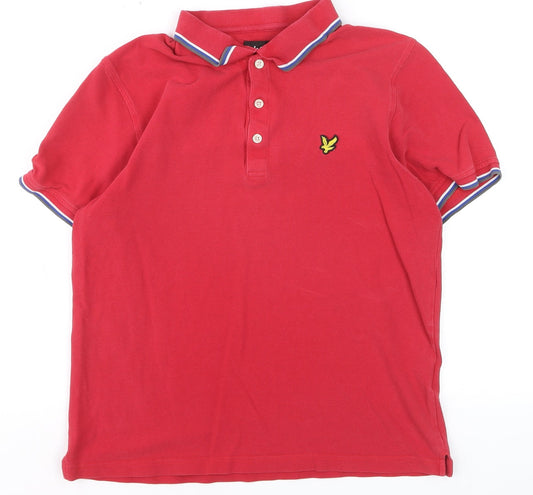 Lyle & Scott Men's Red Cotton Polo Shirt Size L Short Sleeve