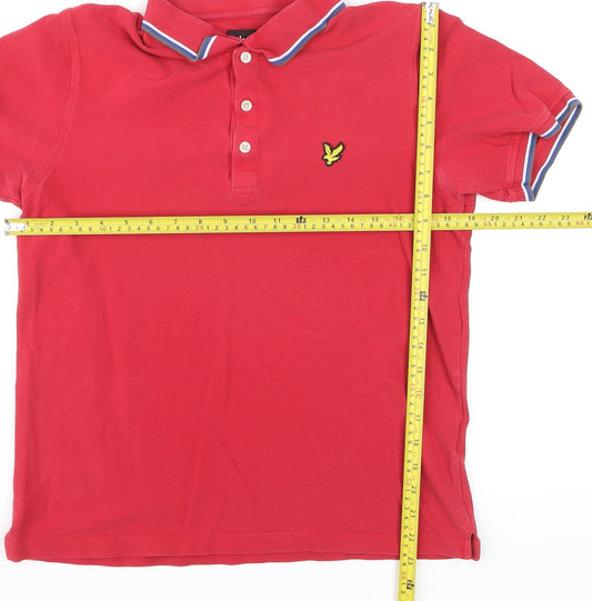 Lyle & Scott Men's Red Cotton Polo Shirt Size L Short Sleeve