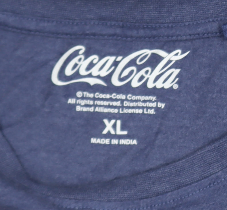 Tu Coca-Cola Men’s Blue Christmas Santa Graphic T-Shirt XL