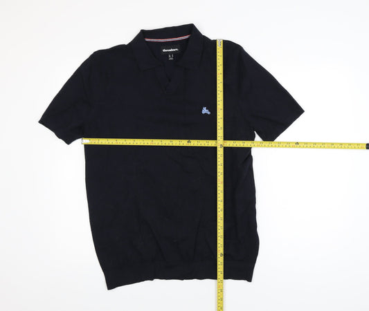 Threadbare Men's Black Regular Fit Cotton Polo Shirt M