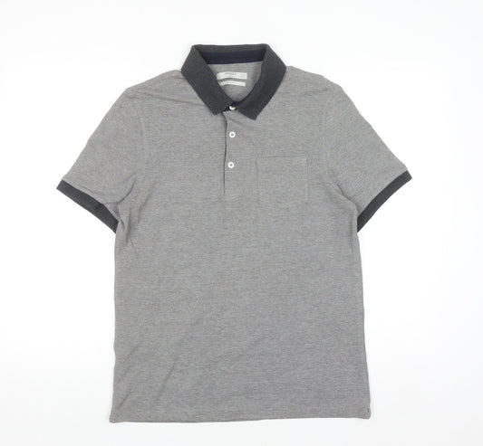 Mango Man Grey Slim Fit Short Sleeve Polo Shirt Size L
