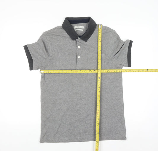 Mango Man Grey Slim Fit Short Sleeve Polo Shirt Size L