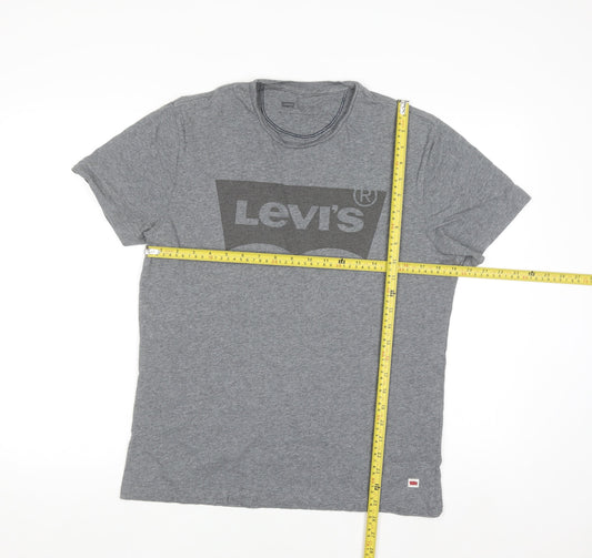 Levi's Men's Grey Logo Crew Neck Cotton T-Shirt Size M