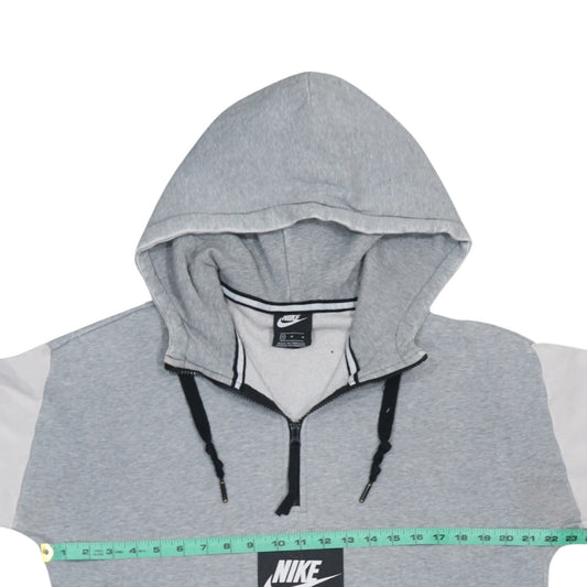 Nike Air Men's Grey 1/2 Zip Hoodie Medium Athletic Logo Fleece