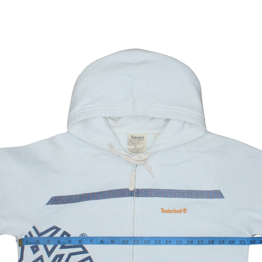 Timberland Men's White Full Zip Hoodie M Classic Logo Fleece