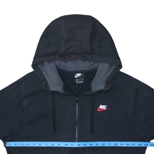 Nike Men's Black Full Zip Hoodie M Embroidered Logo Fleece
