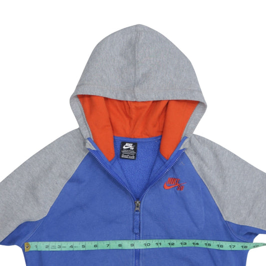 Nike SB Boys Blue Grey Full Zip Hoodie 10-12 Years Cotton Blend