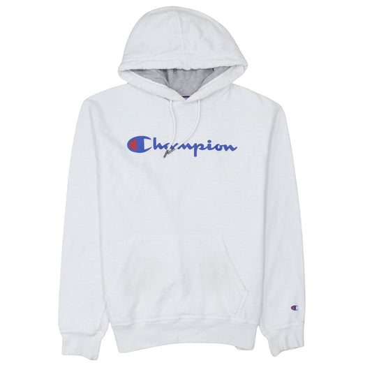 Champion Men's White Pullover Hoodie Logo Print Size M