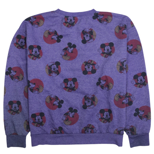 Disney Womens Purple Mickey Mouse Pullover Sweatshirt L
