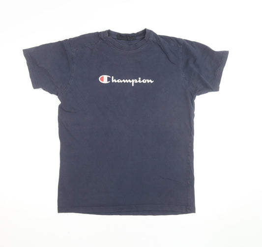 Champion Boys Blue 13 Years Crew Neck Short Sleeve Cotton Logo T-Shirt