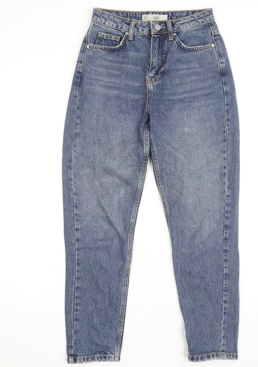 Topshop Women’s Blue Mom Jeans W25 L30 Denim High Rise 100% Cotton