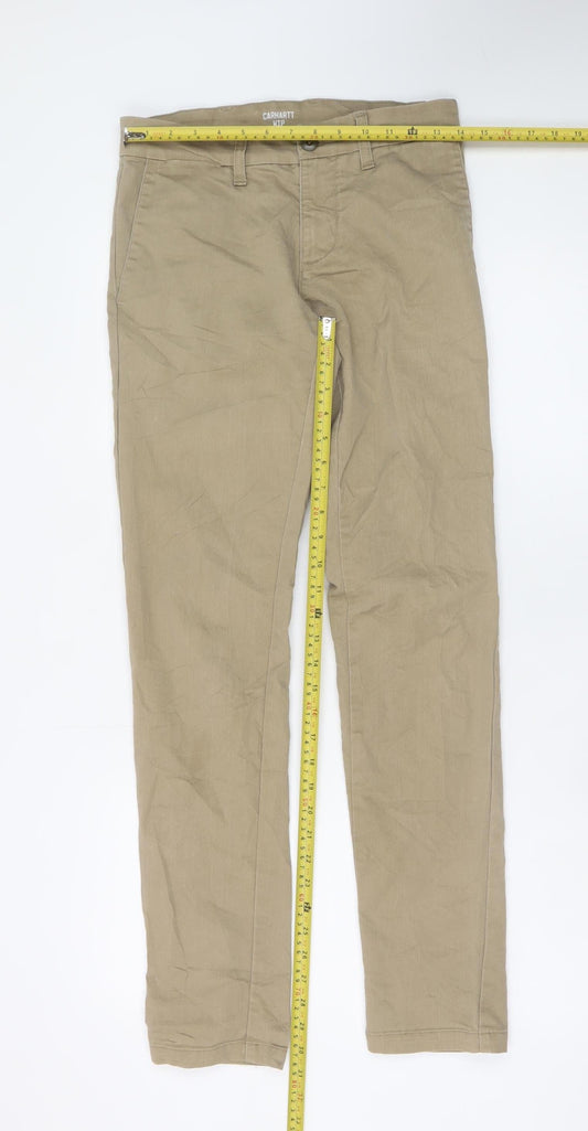 Carhartt WIP Men's Beige Chino Trousers 28x32 Slim Fit Cotton Blend