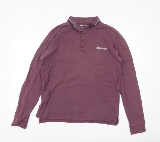 Lambretta Men Purple Long Sleeve Polo Shirt Size L Retro Style