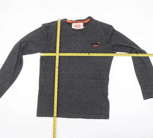Superdry Men's Grey Long Sleeve Cotton Crew Neck Top Size S