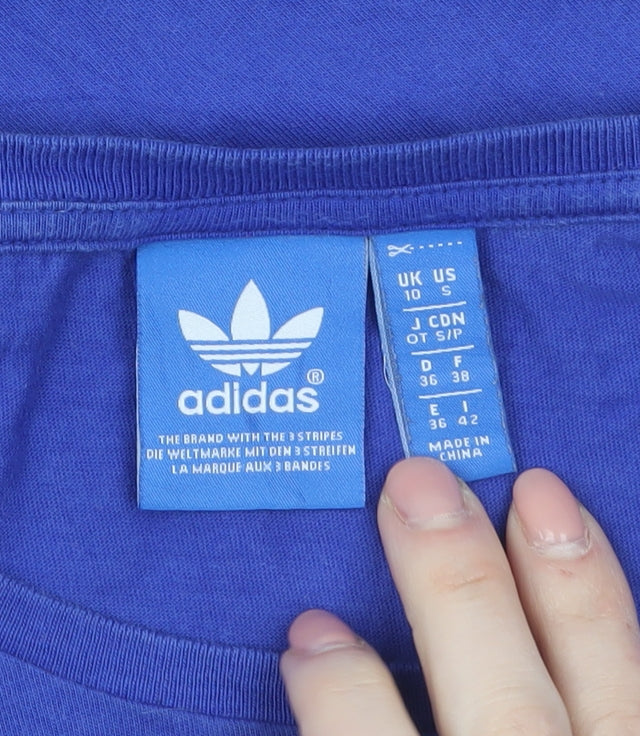 Adidas Women's Blue Graphic Logo T-Shirt Size 10 Short Sleeve Cotton