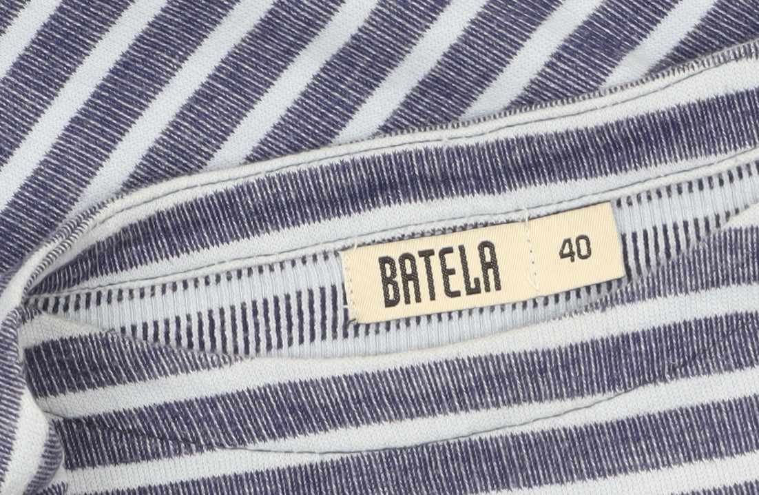 Batela Womens Blue Striped Cotton Nautical Long Sleeve Top Size 12