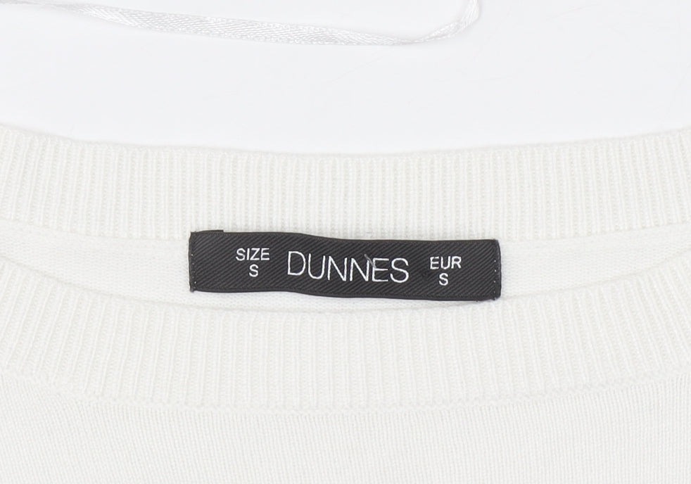 Dunnes Women's White Short Flared Sleeve Knit Jumper Size S