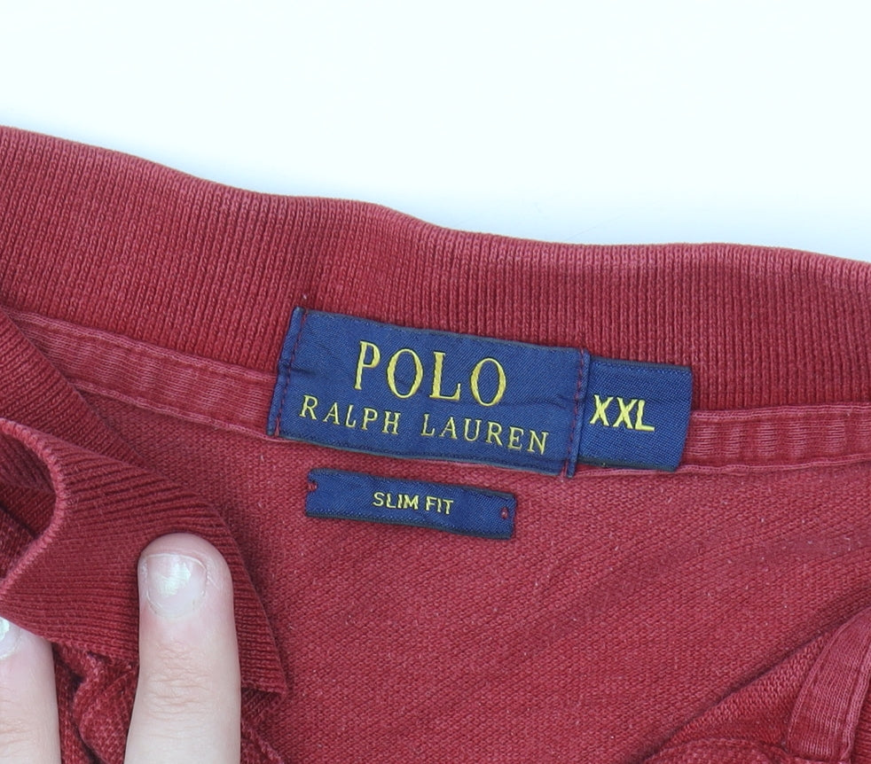 Ralph Lauren Men's Red Slim Fit 2XL Cotton Polo Shirt