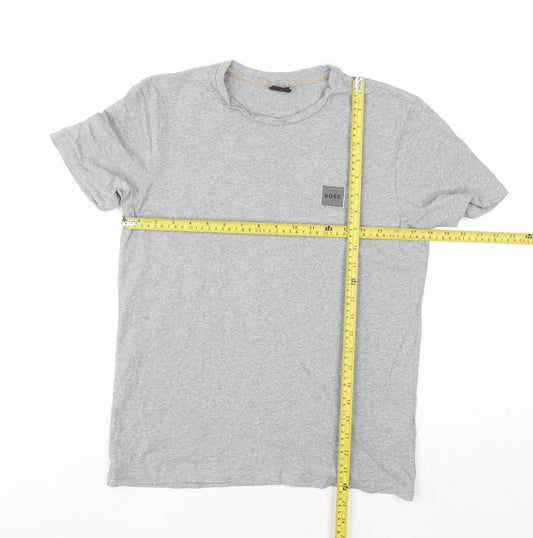 Hugo Boss Men's Grey Cotton Crew Neck Short Sleeve T-Shirt Size S