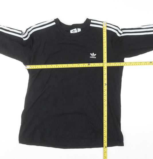 Adidas Womens Black Long Sleeve Crew Neck Cotton Sports T-Shirt Size 16