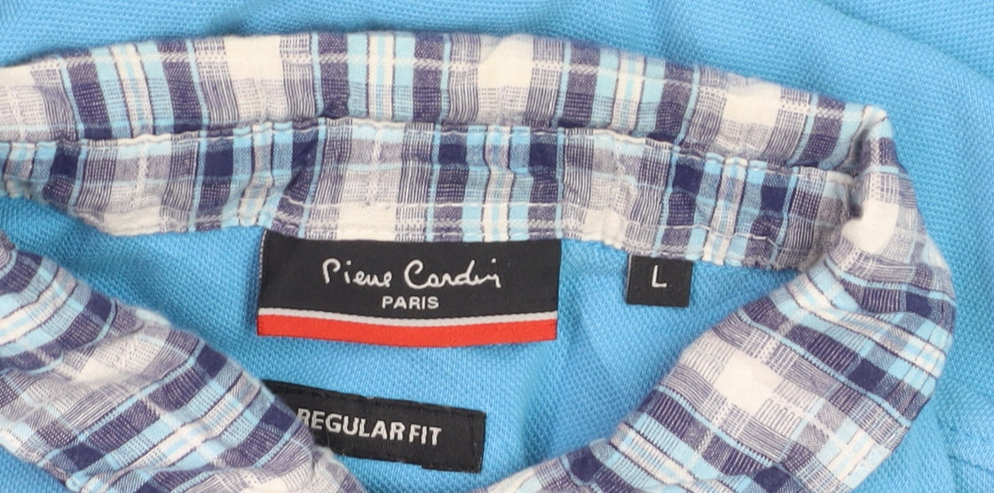 Pierre Cardin Men's Blue Regular Fit Cotton Polo Shirt Size L