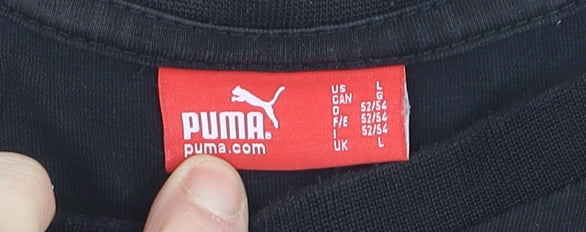 Puma Men's Black Logo Graphic T-Shirt Size L Short Sleeve Jersey