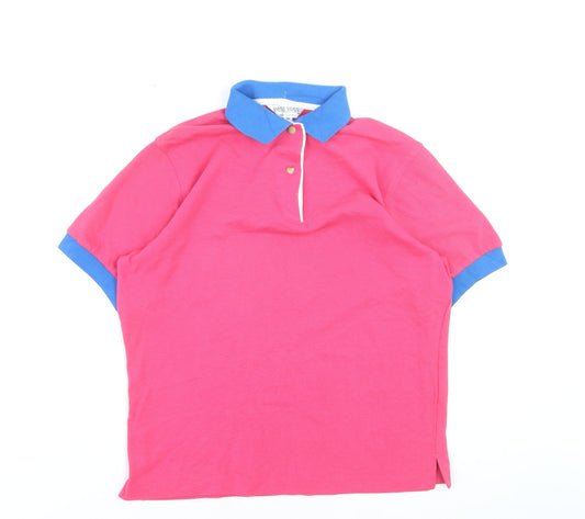 James Meade Men's Pink Cotton Polo Shirt Medium Short Sleeve