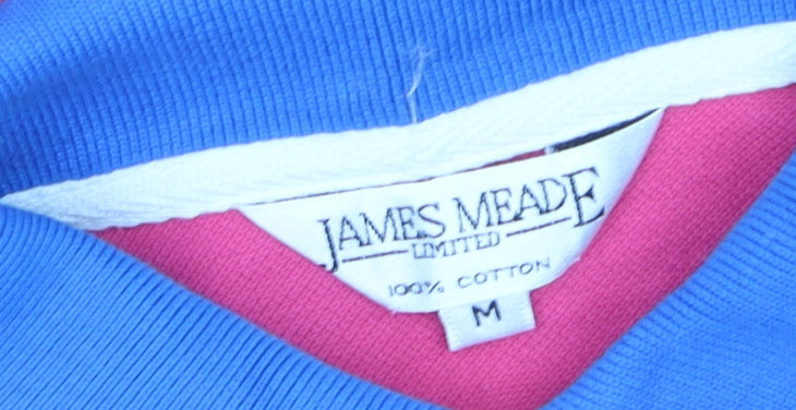 James Meade Men's Pink Cotton Polo Shirt Medium Short Sleeve
