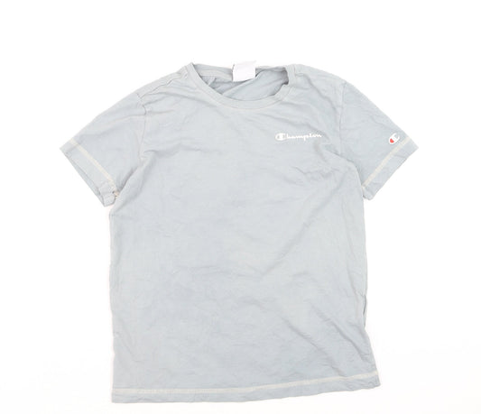 Champion Boys Blue Small Logo T-Shirt Short Sleeve Cotton Top