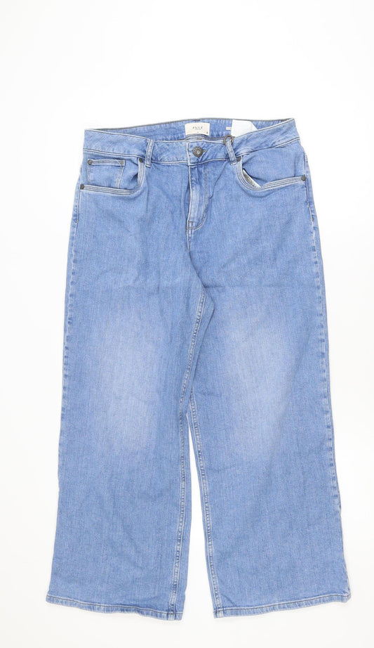 Pulz Women's Blue Wide-Leg Denim Jeans Size 32