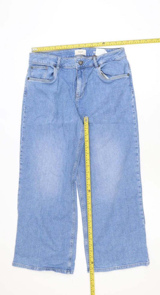 Pulz Women's Blue Wide-Leg Denim Jeans Size 32
