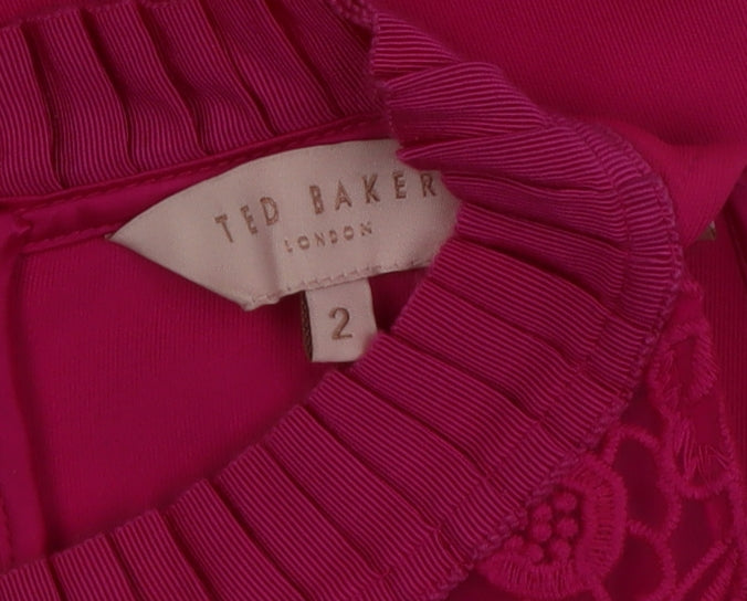 Ted Baker Women’s Pink Sleeveless A-Line Lace Hem Dress Size 10