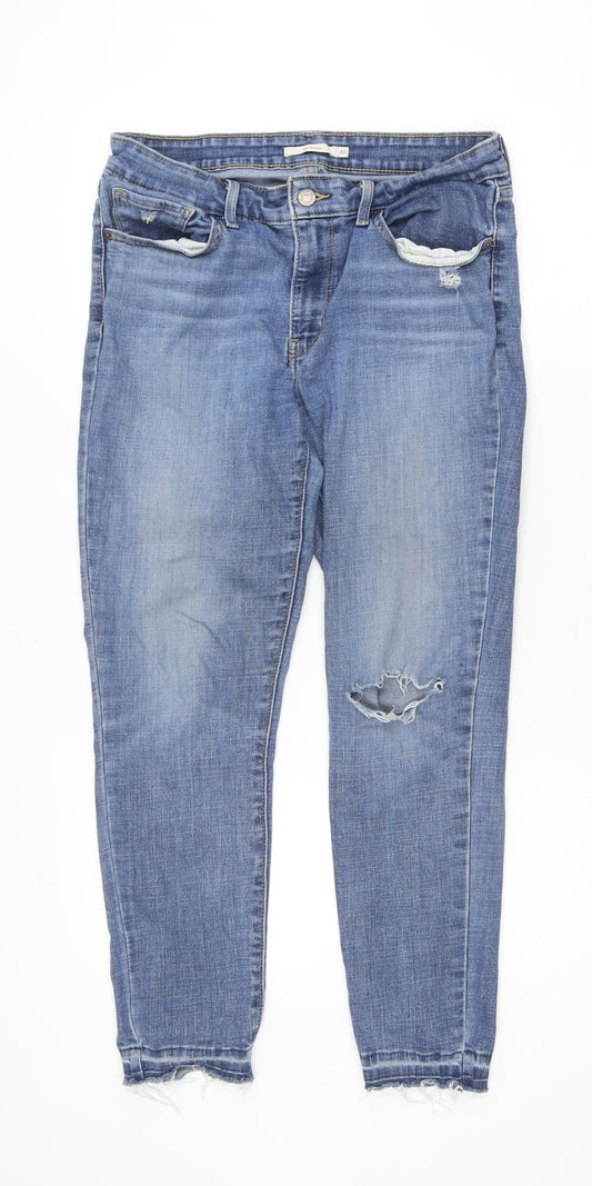Levi’s 711 Skinny Women’s Blue Distressed Mid-Rise Jeans Size 30