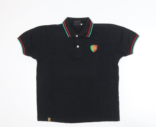 Força Portugal Men's Black Polo Shirt M Short Sleeve Embroidered Logo