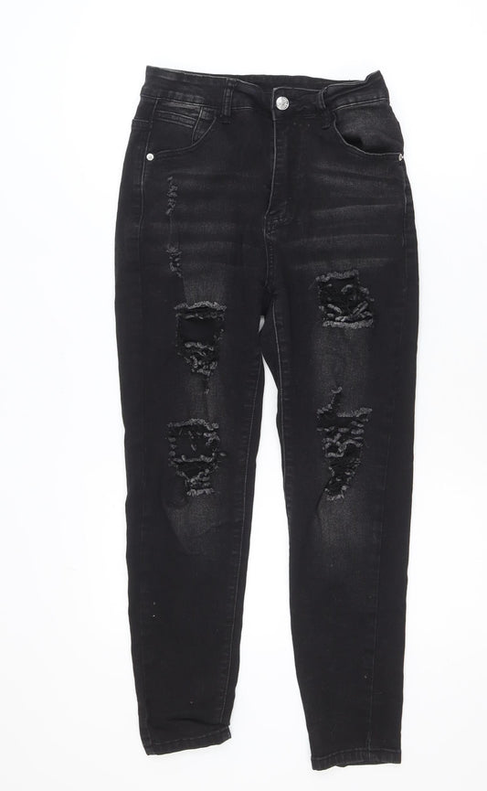 SHEIN Women's Black High Rise Distressed Skinny Jeans Size 10