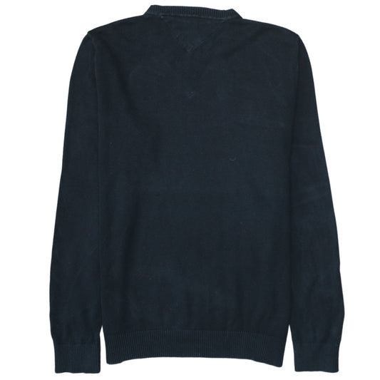 Tommy Hilfiger Men's Black M V-Neck Cotton Jumper Classic Knit
